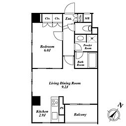 SPACIA三軒茶屋弐番館 1LDKの間取図画像