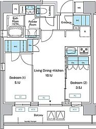 プレディアコート三軒茶屋 2LDKの間取図画像