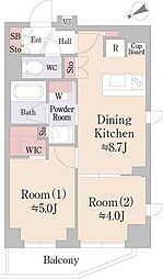 パークアクシス落合東中野 2DKの間取図画像