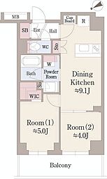 パークアクシス落合東中野 2DKの間取図画像