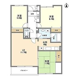 武蔵野パークヒルズ 3LDKの間取図画像