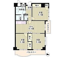 カーサエッチェルサ世田谷 3LDKの間取図画像