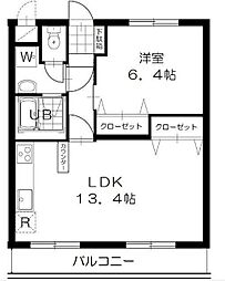 リバティーニュー祖師谷 1LDKの間取図画像