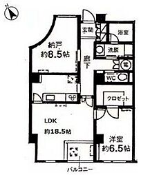カステーオ目黒原町 1SLDKの間取図画像