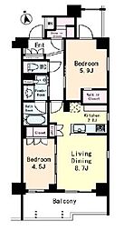 フレンシア目黒洗足 2LDKの間取図画像
