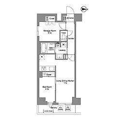 LumiCourtMITAKA 1SLDKの間取図画像