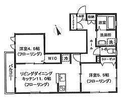 シーダウエスト 2LDKの間取図画像