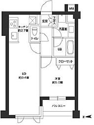カスタリア自由が丘 1LDKの間取図画像