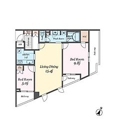 パシフィックレジデンス目黒本町 2LDKの間取図画像