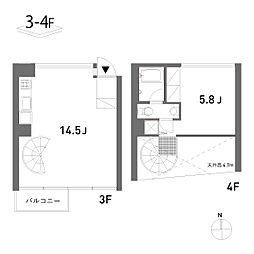 APARTMENTO2 1LDKの間取図画像