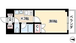 レージュ松原 3階1Kの間取り