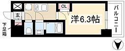 プレサンス太閤通ファシール 7階1Kの間取り