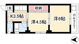 吉田コーポ 4階2Kの間取り