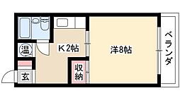 セントラルハイツ 2階1DKの間取り