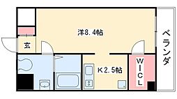 リベール名駅南 9階ワンルームの間取り