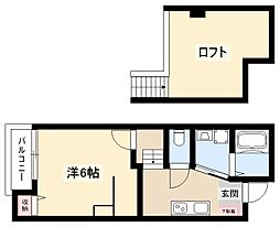 Creo本陣弐番館 2階1Kの間取り