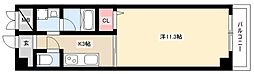 グランデージ則武 9階1Kの間取り