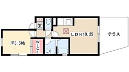 ライフステージII 1階1LDKの間取り