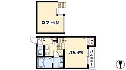 ハーモニーテラス向島町 2階1Kの間取り