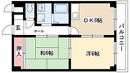 サンモールタナカ 8階2DKの間取り