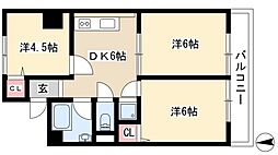Court八家 1階3DKの間取り