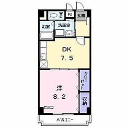 リヴィエール黄金 3階1DKの間取り