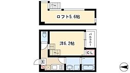 ロイヤルクレスト八熊 2階1Kの間取り