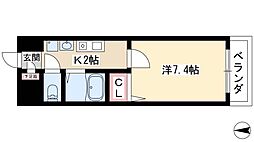 サンパティーク松原 1階1Kの間取り