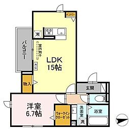 D-ROOM 剣 2階1LDKの間取り