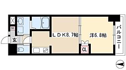 コアレジデンス 8階1LDKの間取り