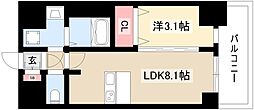 ファステート名古屋駅前ドリーム 3階1LDKの間取り