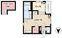 ハーモニーテラス荒子 1階1LDKの間取り