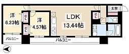 三の丸殿 2階2LDKの間取り
