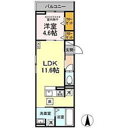 Flegley 1階1LDKの間取り