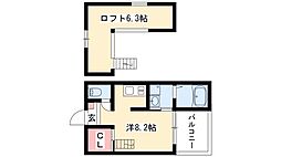 ロワール名古屋 1階ワンルームの間取り