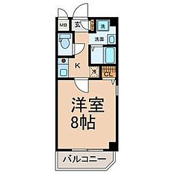 ストゥーディオK 2階1Kの間取り