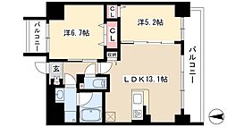 コンフォート城西 10階2LDKの間取り