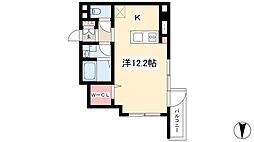 プロシード金山 4階ワンルームの間取り
