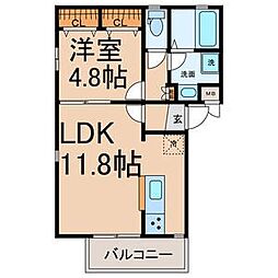 グランレーヴ浄心 2階1LDKの間取り