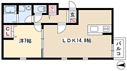 ソレイユ 1階1LDKの間取り