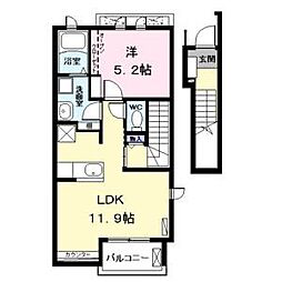 フェリシエ(felicie) 2階1LDKの間取り