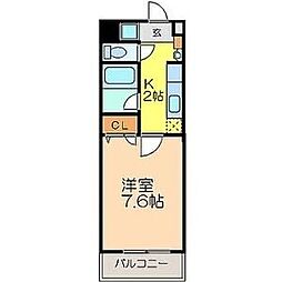 C&Mノリタケ 7階1Kの間取り