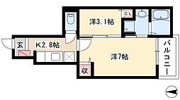 AZガーデン・スクエアII 1階2Kの間取り