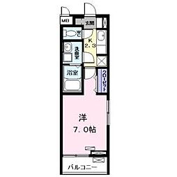 リアン 3階1Kの間取り