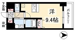 プレサンス名古屋駅前ヴェルロード 10階ワンルームの間取り