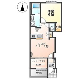ドエル・ルピナス 1階2LDKの間取り