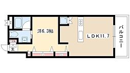 桜ヒルズ 4階1LDKの間取り