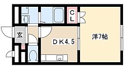 アムールA-1 1階1DKの間取り