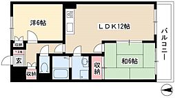 プレステイジ清水 2LDKの間取図画像