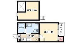 Castana.城主 1Kの間取図画像